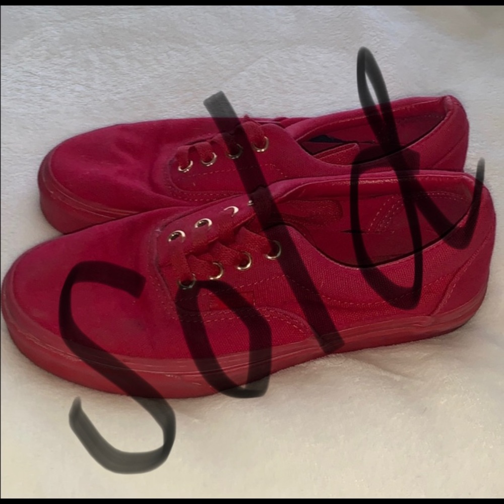 All Red Authentic Vans ❤️